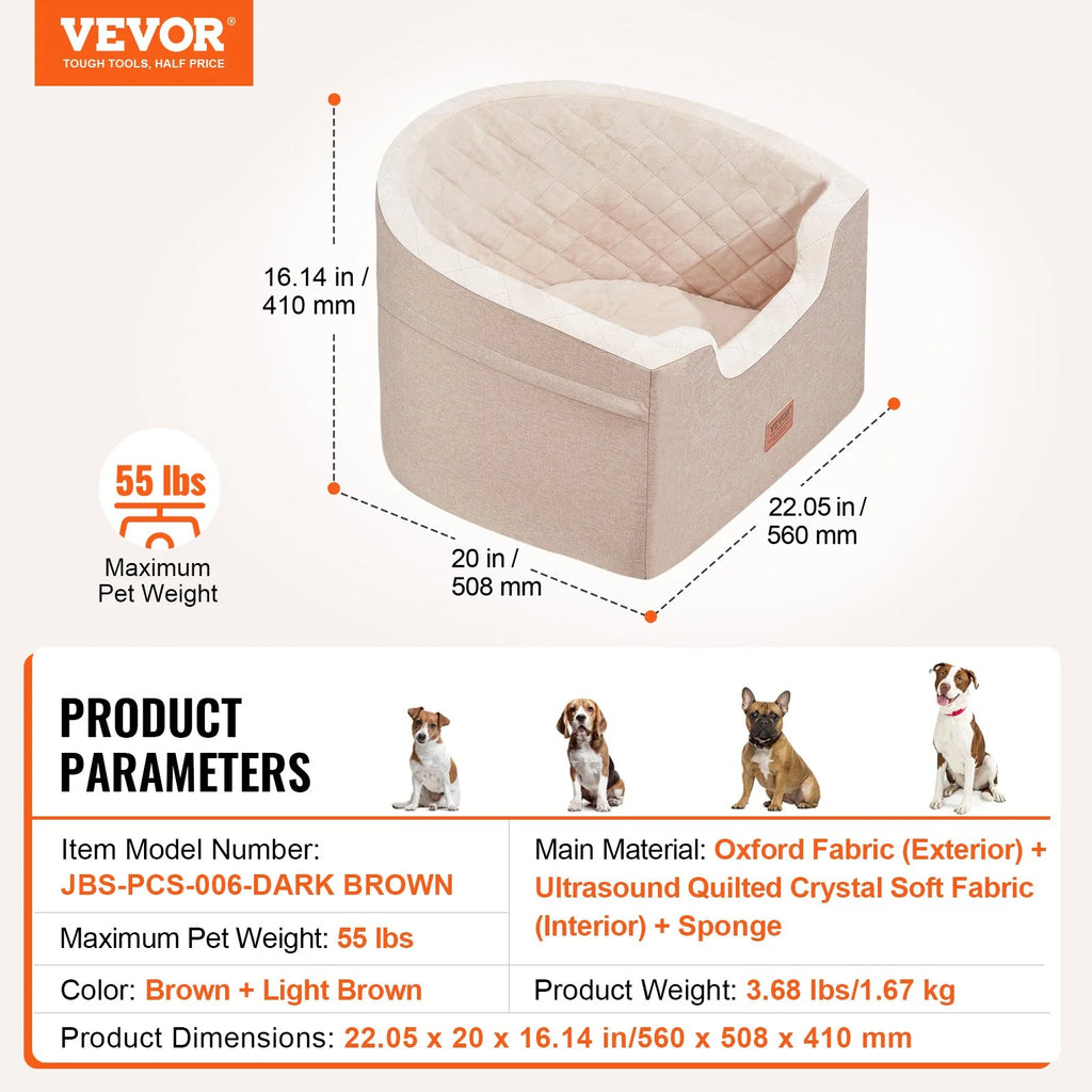 Vibelux™ Premium Dog Booster Car Seat – Luxury Travel Bed for Small & Medium Dogs (Up to 55 lbs)