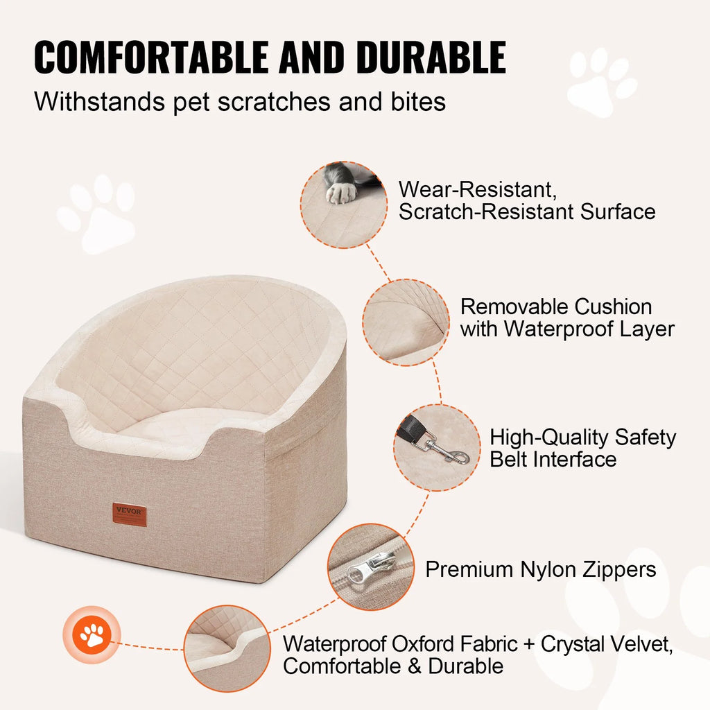 Vibelux™ Premium Dog Booster Car Seat – Luxury Travel Bed for Small & Medium Dogs (Up to 55 lbs)