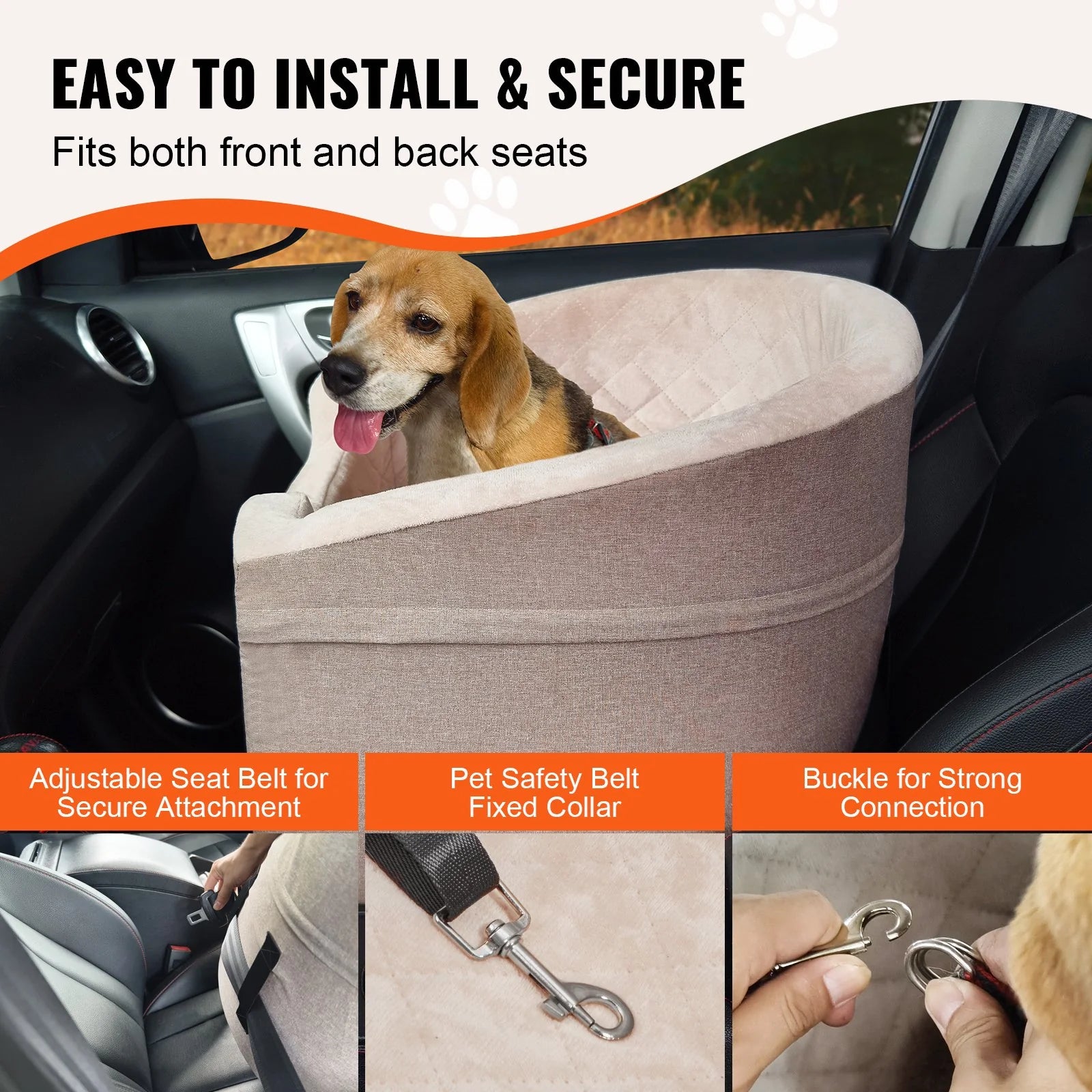 Vibelux™ Premium Dog Booster Car Seat – Luxury Travel Bed for Small & Medium Dogs (Up to 55 lbs)